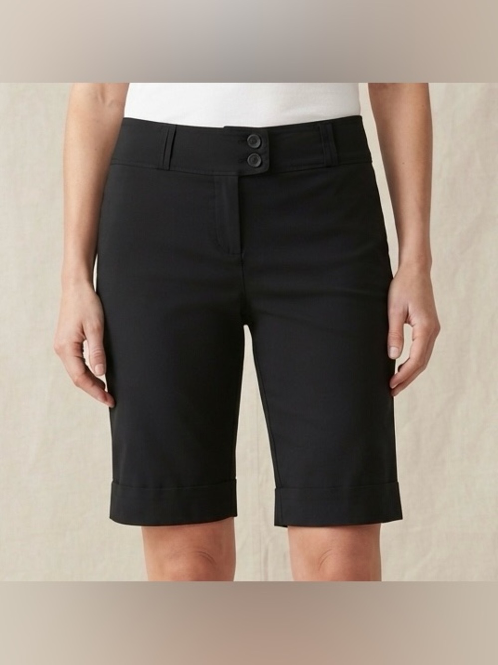 Lily Morgan Black City Shorts Mid Rise Stretch Bermuda Dress Walking Shorts XL
